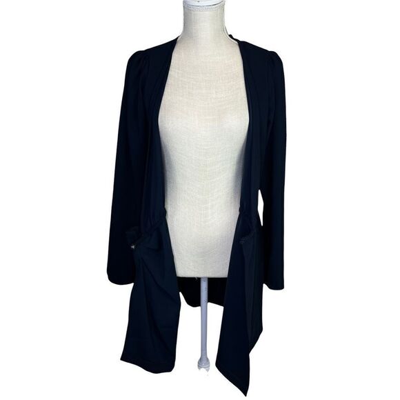 NEW The Kooples Daisy Bow Detail Crepe Navy Long Sleeve Mini Dress - Picture 6 of 12